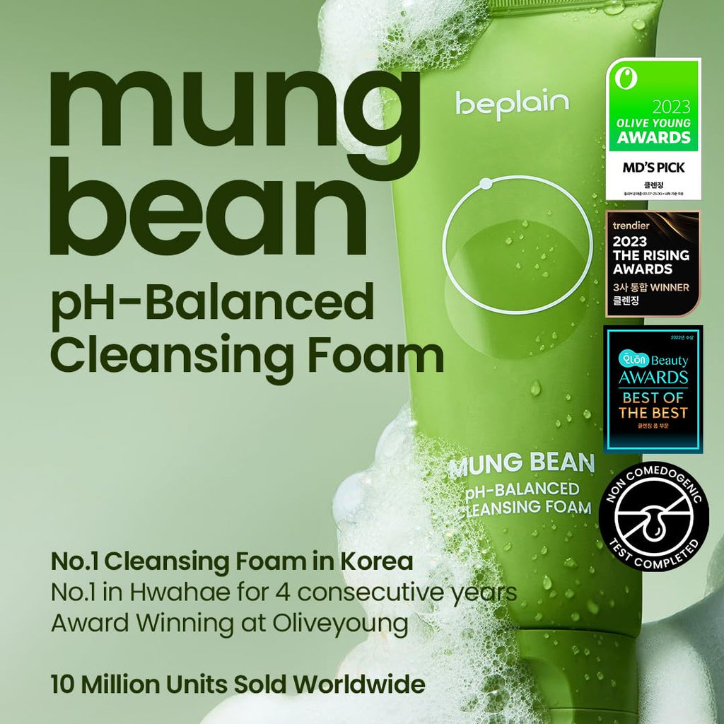 Beplain Green Bean Sensitive Skin Gentle Facial Cleanser 80Ml+Mud Mask 120Ml+Makeup Removal Oil 200Ml Care Set