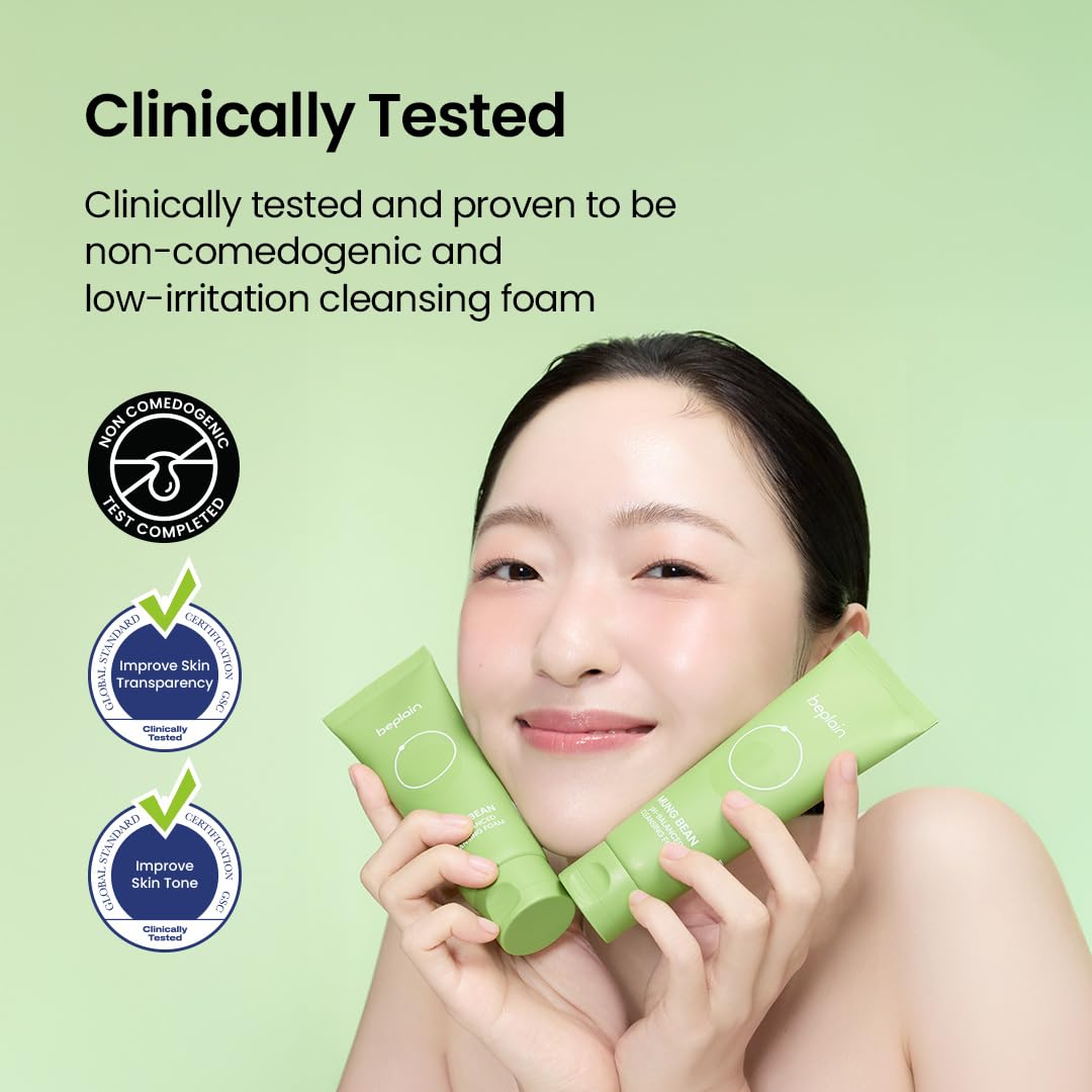 Beplain Green Bean Sensitive Skin Gentle Facial Cleanser 80Ml+Mud Mask 120Ml+Makeup Removal Oil 200Ml Care Set