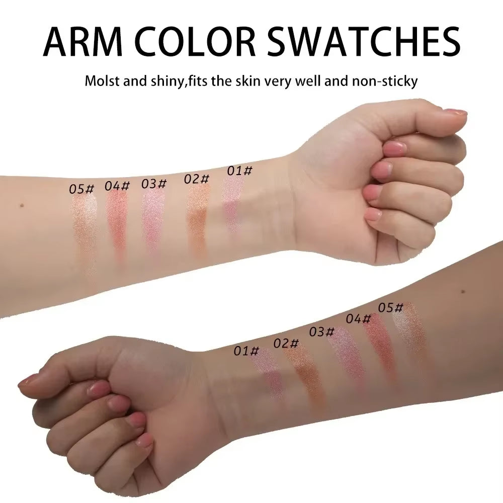 Pearly Blush Marble Pattern Face Baked Brighten Blush Highlight Long-Lasting Natural Highgloss High Pigment Contour Face Makeup