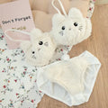 Winter Lingerie for Women Japanese Lolita Students Undies Plush Sexy Bras Wireless Cartoon Bear Cat Bra Set Soft Girlfriend Gift